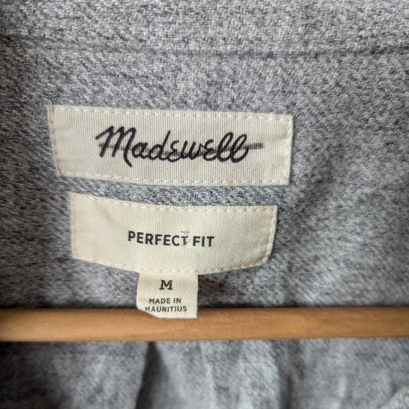 Men's Madewell Perfect Fit Button Up Flannel Shirt Gray Long Sleeve Cotton - M - Picture 6 of 13
